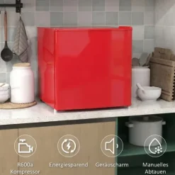 HOMCOM Mini-Gefrierschrank 35 L Gefrierbox elektrisch freistehend 45 W Mini Gefriertruhe Minikühlschrank 41dB -14 bis -24℃ 5-stufige Temperaturregelung 47 x 44,2 x 48,8 cm Rot