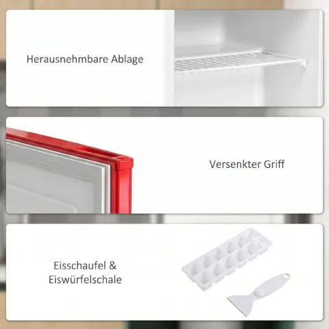 HOMCOM Mini-Gefrierschrank 35 L Gefrierbox elektrisch freistehend 45 W Mini Gefriertruhe Minikühlschrank 41dB -14 bis -24℃ 5-stufige Temperaturregelung 47 x 44,2 x 48,8 cm Rot