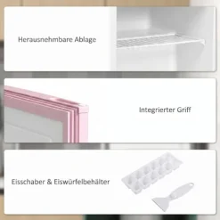 HOMCOM Mini-Gefrierschrank 35 L Gefrierbox elektrisch freistehend 45 W Mini Gefriertruhe Minikühlschrank 41dB -14 bis -24℃ 5-stufige Temperaturregelung 47 x 44,2 x 48,8 cm Rosa