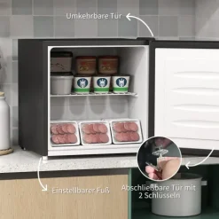 HOMCOM Mini-Gefrierschrank 35 L Gefrierbox elektrisch freistehend 45 W Mini Gefriertruhe Minikühlschrank 41dB -14 bis -24℃ 5-stufige Temperaturregelung 47 x 44,2 x 48,8 cm Schwarz