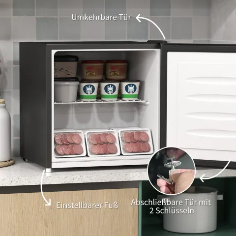 HOMCOM Mini-Gefrierschrank 35 L Gefrierbox elektrisch freistehend 45 W Mini Gefriertruhe Minikühlschrank 41dB -14 bis -24℃ 5-stufige Temperaturregelung 47 x 44,2 x 48,8 cm Schwarz