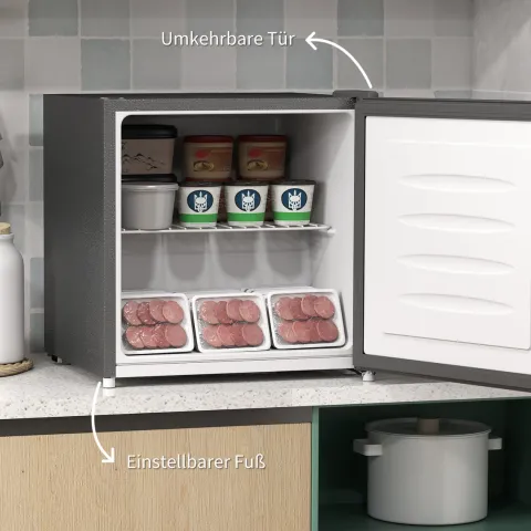 HOMCOM Mini-Gefrierschrank 35 L Gefrierbox elektrisch freistehend 45 W Mini Gefriertruhe Minikühlschrank 41dB -14 bis -24℃ 5-stufige Temperaturregelung 47 x 44,2 x 48,8 cm Grau