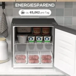 HOMCOM Mini-Gefrierschrank 35 L Gefrierbox elektrisch freistehend 45 W Mini Gefriertruhe Minikühlschrank 41dB -14 bis -24℃ 5-stufige Temperaturregelung 47 x 44,2 x 48,8 cm Grau