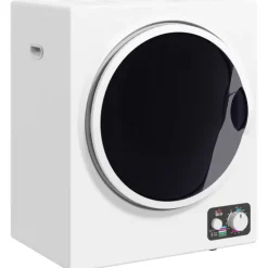 HOMCOM Mini Wäschetrockner 4 kg mit 4 Programme bis zu 65℃ 850W Freistehend Wandmontierbar Ablufttrockner mit 2 Heizstufen, Sterilisation, Edelstahltrommel Trockner für Kleidung Wohnmobile Weiß