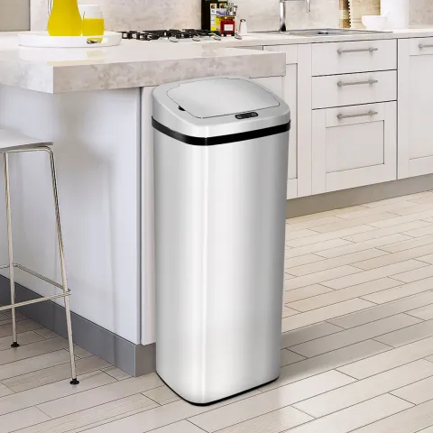 HOMCOM Mülleimer Automatik mit Sensor Abfalleimer Küche Edelstahl 50/68L Silber (50L)