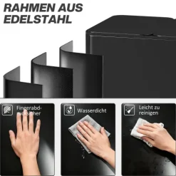 HOMCOM Mülleimer Küche 3 x 20 L Treteimer mit Softclose-Deckel und Pedal Mülltrennsystem 3 Fächer inkl. Inneneimer Abfalleimer Abfallsammler, Edelstahl, Schwarz, 61,9 x 36,6 x 56,7 cm