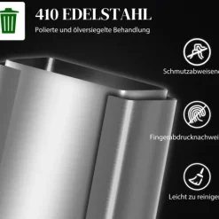 HOMCOM Mülleimer Küche 2x30L Treteimer mit Softclose-Deckel Pedal Fingerabdruckfreie Edelstahl Mülltrennsystem mit 2 Fächer recycelbare Abfälle Abnehmbarer Inneneimer Silber 47,7x37,5x66,8cm