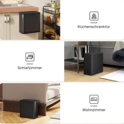 HOMCOM Mülleimer 8 L hängend Abfalleimer mit ofen bleibendem Deckel und abnehmbarem Inneneimer, Abfallsammler, Edelstahl, Schwarz, 29,7 x 17,4 x 30 cm