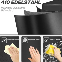 HOMCOM Mülleimer 20 L Treteimer mit Softclose-Deckel und Pedal Abfalleimerinkl. Inneneimer Abfallsammler, Edelstahl für Bad, Schlaf- oder Wohnzimmer, Schwarz, 21,5 x 37,2 x 57 cm