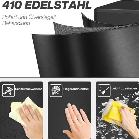 HOMCOM Mülleimer 20 L Treteimer mit Softclose-Deckel und Pedal Abfalleimerinkl. Inneneimer Abfallsammler, Edelstahl für Bad, Schlaf- oder Wohnzimmer, Schwarz, 21,5 x 37,2 x 57 cm