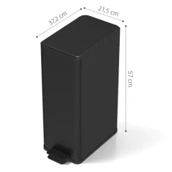 HOMCOM Mülleimer 20 L Treteimer mit Softclose-Deckel und Pedal Abfalleimerinkl. Inneneimer Abfallsammler, Edelstahl für Bad, Schlaf- oder Wohnzimmer, Schwarz, 21,5 x 37,2 x 57 cm