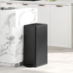 HOMCOM Mülleimer 20 L Treteimer mit Softclose-Deckel und Pedal Abfalleimerinkl. Inneneimer Abfallsammler, Edelstahl für Bad, Schlaf- oder Wohnzimmer, Schwarz, 21,5 x 37,2 x 57 cm