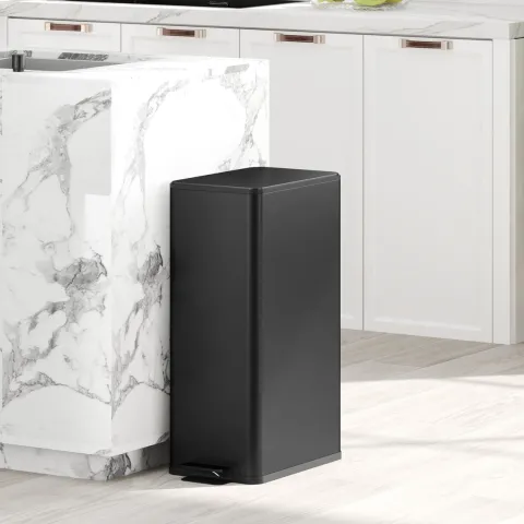 HOMCOM Mülleimer 20 L Treteimer mit Softclose-Deckel und Pedal Abfalleimerinkl. Inneneimer Abfallsammler, Edelstahl für Bad, Schlaf- oder Wohnzimmer, Schwarz, 21,5 x 37,2 x 57 cm