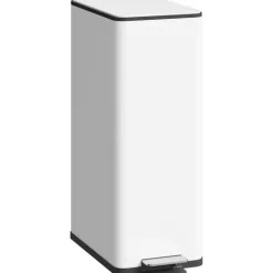 HOMCOM Mülleimer 20 L Treteimer mit Softclose-Deckel und Pedal Abfalleimerinkl. Inneneimer Abfallsammler, Edelstahl für Bad, Schlaf- oder Wohnzimmer, Weiß, 21,5 x 37,2 x 57 cm