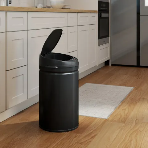 HOMCOM Mülleimer mit Sensor 30L Edelstahl Automatischer Leiser Mülleimer mit Soft-Close-Deckel, Bewegungssensor, Fingerabdruckresistente Abfalleimer für Büro, Schlafzimmer, Küchen Schwarz