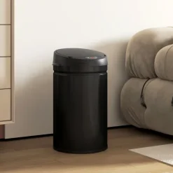 HOMCOM Mülleimer mit Sensor 30L Edelstahl Automatischer Leiser Mülleimer mit Soft-Close-Deckel, Bewegungssensor, Fingerabdruckresistente Abfalleimer für Büro, Schlafzimmer, Küchen Schwarz