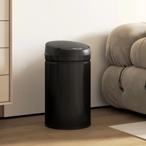 HOMCOM Mülleimer mit Sensor 30L Edelstahl Automatischer Leiser Mülleimer mit Soft-Close-Deckel, Bewegungssensor, Fingerabdruckresistente Abfalleimer für Büro, Schlafzimmer, Küchen Schwarz