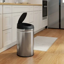HOMCOM Mülleimer mit Sensor 30L Edelstahl Automatischer Leiser Mülleimer mit Soft-Close-Deckel, Bewegungssensor, Fingerabdruckresistente Abfalleimer für Büro, Schlafzimmer, Küchen Silber