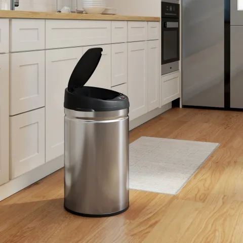 HOMCOM Mülleimer mit Sensor 30L Edelstahl Automatischer Leiser Mülleimer mit Soft-Close-Deckel, Bewegungssensor, Fingerabdruckresistente Abfalleimer für Büro, Schlafzimmer, Küchen Silber