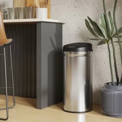 HOMCOM Mülleimer mit Sensor 42L Edelstahl Automatischer Leiser Mülleimer mit Soft-Close-Deckel, Bewegungssensor, Fingerabdruckresistente Abfalleimer für Büro, Schlafzimmer, Küchen Silber