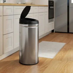 HOMCOM Mülleimer mit Sensor 42L Edelstahl Automatischer Leiser Mülleimer mit Soft-Close-Deckel, Bewegungssensor, Fingerabdruckresistente Abfalleimer für Büro, Schlafzimmer, Küchen Silber