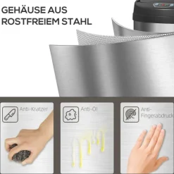 HOMCOM Mülleimer mit Sensor 50L Edelstahl Automatischer Leiser Mülleimer mit Soft-Close-Deckel, Bewegungssensor, Fingerabdruckresistente Abfalleimer für Büro, Schlafzimmer, Küchen Silber