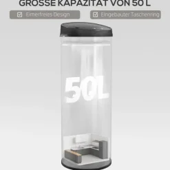 HOMCOM Mülleimer mit Sensor 50L Edelstahl Automatischer Leiser Mülleimer mit Soft-Close-Deckel, Bewegungssensor, Fingerabdruckresistente Abfalleimer für Büro, Schlafzimmer, Küchen Silber