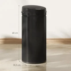 HOMCOM Mülleimer mit Sensor 42L Edelstahl Automatischer Leiser Mülleimer mit Soft-Close-Deckel, Bewegungssensor, Fingerabdruckresistente Abfalleimer für Büro, Schlafzimmer, Küchen Schwarz