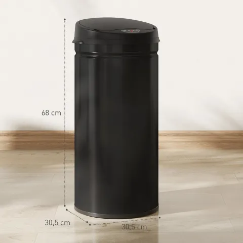 HOMCOM Mülleimer mit Sensor 42L Edelstahl Automatischer Leiser Mülleimer mit Soft-Close-Deckel, Bewegungssensor, Fingerabdruckresistente Abfalleimer für Büro, Schlafzimmer, Küchen Schwarz