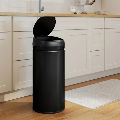 HOMCOM Mülleimer mit Sensor 42L Edelstahl Automatischer Leiser Mülleimer mit Soft-Close-Deckel, Bewegungssensor, Fingerabdruckresistente Abfalleimer für Büro, Schlafzimmer, Küchen Schwarz