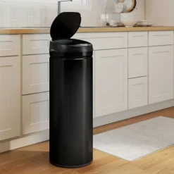 HOMCOM Mülleimer mit Sensor 50L Edelstahl Automatischer Leiser Mülleimer mit Soft-Close-Deckel, Bewegungssensor, Fingerabdruckresistente Abfalleimer für Büro, Schlafzimmer, Küchen Schwarz