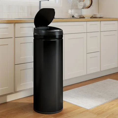HOMCOM Mülleimer mit Sensor 50L Edelstahl Automatischer Leiser Mülleimer mit Soft-Close-Deckel, Bewegungssensor, Fingerabdruckresistente Abfalleimer für Büro, Schlafzimmer, Küchen Schwarz