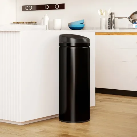 HOMCOM Mülleimer mit Sensor 50L Edelstahl Automatischer Leiser Mülleimer mit Soft-Close-Deckel, Bewegungssensor, Fingerabdruckresistente Abfalleimer für Büro, Schlafzimmer, Küchen Schwarz