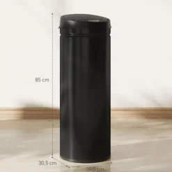 HOMCOM Mülleimer mit Sensor 50L Edelstahl Automatischer Leiser Mülleimer mit Soft-Close-Deckel, Bewegungssensor, Fingerabdruckresistente Abfalleimer für Büro, Schlafzimmer, Küchen Schwarz