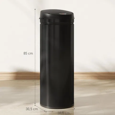 HOMCOM Mülleimer mit Sensor 50L Edelstahl Automatischer Leiser Mülleimer mit Soft-Close-Deckel, Bewegungssensor, Fingerabdruckresistente Abfalleimer für Büro, Schlafzimmer, Küchen Schwarz