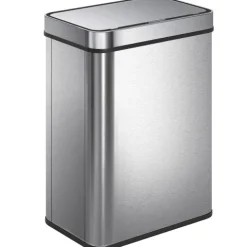 HOMCOM Mülleimer mit Sensor 50L Edelstahl Leiser Automatischer Abfalleimer mit Soft-Close-Deckel, Fingerabdruckresistente Mülleimer für Küchen, Büro, Schlafzimmer, Silber