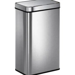 HOMCOM Mülleimer mit Sensor 60L Edelstahl Leiser Automatischer Abfalleimer mit Soft-Close-Deckel, Fingerabdruckresistente Mülleimer für Küchen, Büro, Schlafzimmer, Silber