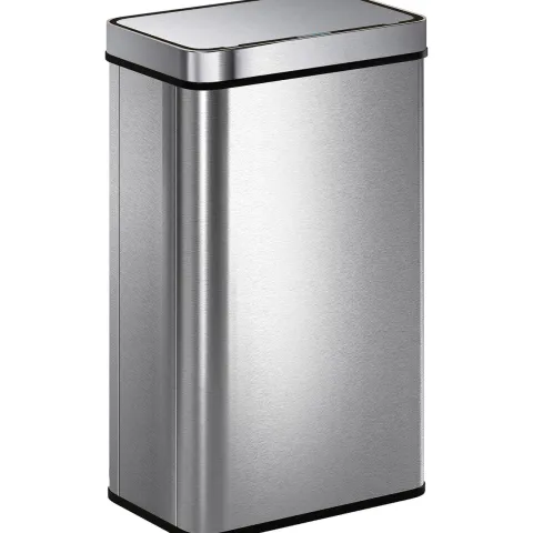 HOMCOM Mülleimer mit Sensor 60L Edelstahl Leiser Automatischer Abfalleimer mit Soft-Close-Deckel, Fingerabdruckresistente Mülleimer für Küchen, Büro, Schlafzimmer, Silber