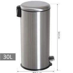 HOMCOM Mülleimer, Ø29,2 x H62,9 cm, Edelstahl, Silber