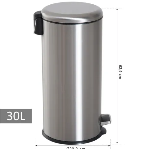HOMCOM Mülleimer, Ø29,2 x H62,9 cm, Edelstahl, Silber