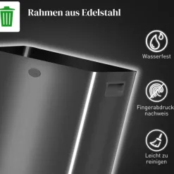 HOMCOM Mülleimer 2 x 20L Abfalleimer aus Edelstahl Mülltrennsystem mit Softclose Deckel, Herausnehmbare Inneneimer, Deodorant-Fächern Treteimer für Wohnung, Schwarz