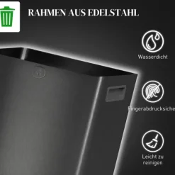 HOMCOM Mülleimer 2 x 15L Abfalleimer aus Edelstahl Mülltrennsystem mit Softclose Deckel, Herausnehmbare Inneneimer, Deodorant-Fächern Treteimer für Wohnung, Schwarz