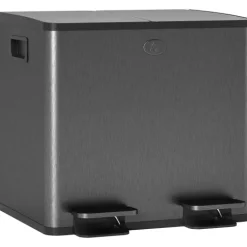 HOMCOM Mülleimer 2 x 15L Abfalleimer aus Edelstahl Mülltrennsystem mit Softclose Deckel, Herausnehmbare Inneneimer, Deodorant-Fächern Treteimer für Wohnung, Schwarz