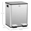 HOMCOM Mülleimer 2 x 20L Abfalleimer aus Edelstahl Mülltrennsystem mit Softclose Deckel, Herausnehmbare Inneneimer, Deodorant-Fächern Treteimer für Wohnung, Silber