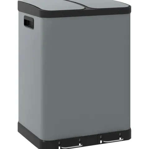 HOMCOM Mülleimer 2 x 30L Treteimer Kosmetikeimer Abfalleimer mit Deckel und Fußpedal, Müllbehälter mit Inneneimer, für Wohnzimmer, Büro, Metall, 48,8 x 39,5 x 67 cm