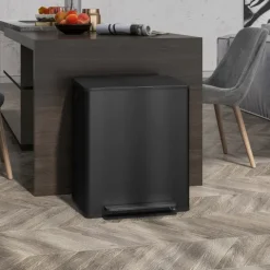 HOMCOM Mülleimer 2 x 25L Treteimer Kosmetikeimer Abfalleimer mit Deckel und Fußpedal, Müllbehälter mit Inneneimer, für Wohnzimmer, Büro, Edelstahl, 47,7 x 37,5 x 56 cm