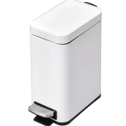 HOMCOM Mülleimer, 29,2 x 14 x 32 cm, Metall, Weiß