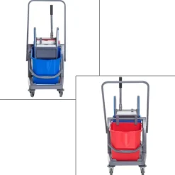 HOMCOM Putzwagen, 73 × 45 × 92 cm, Metall, PP, Blau+Rot