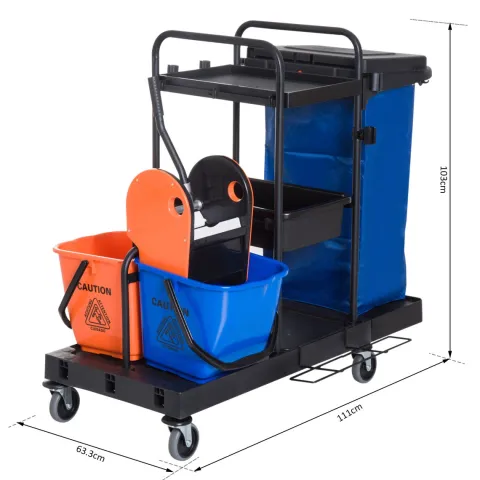 HOMCOM Putzwagen, 111 × 63,3 × 103 cm, PP, Schwarz+Blau