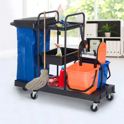 HOMCOM Putzwagen, 111 × 63,3 × 103 cm, PP, Schwarz+Blau